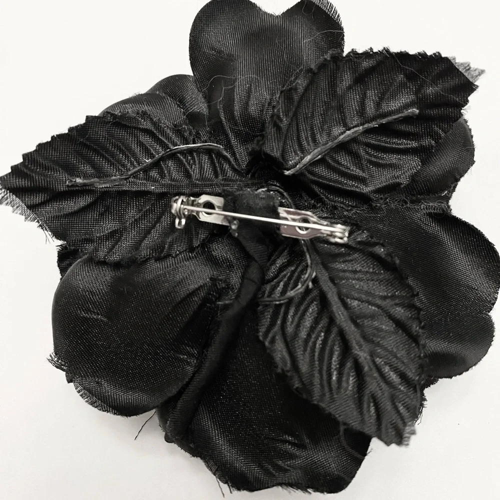 Black Flower Dark Romantic Elegant Boho Layered Petals Versatile Hair Clip & Pin